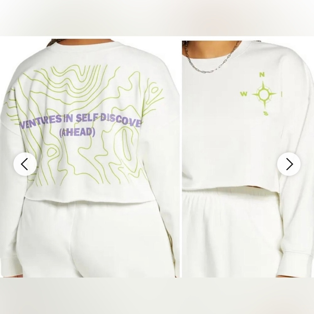 BP. Ivory Green Adventures in Self Discovery Cropped Sweatshirt
NWT
